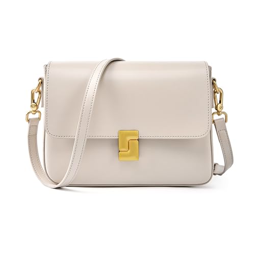 MoreFarther Umhängetaschen für Damen, echtes Leder, Umhängetasche, Vintage, Handtaschen, verstellbarer Riemen, Designer-Taschen, Weiss/opulenter Garten von MoreFarther