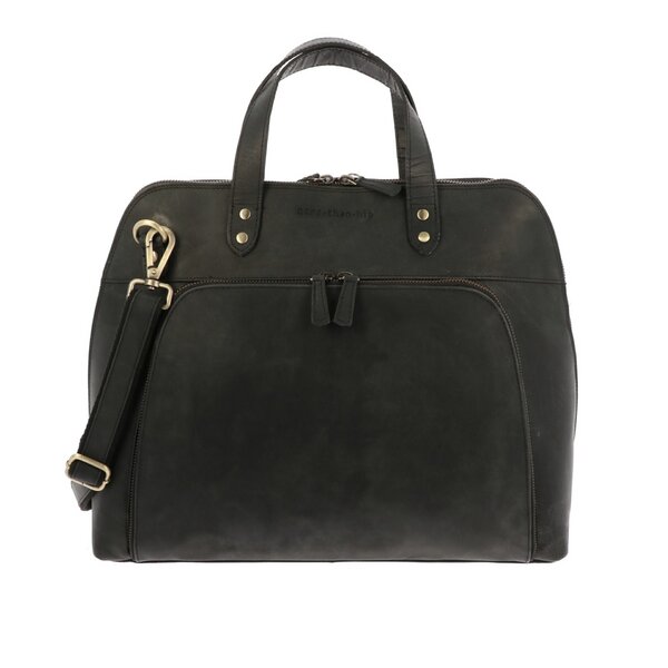 MoreThanHip Damen Laptoptasche 15,6" Vintage Ökoleder - Primrose braun oder schwarz von MoreThanHip