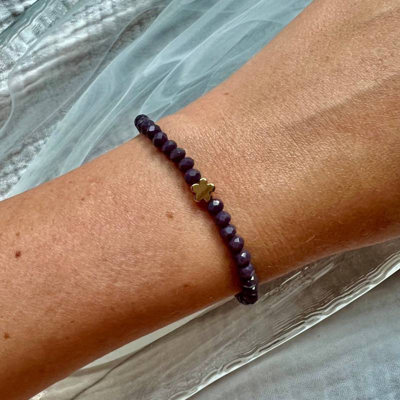 Flower | Armband Glasschliffrondelle Goldene Blume von MoreThanPearlsShop