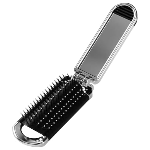 Moreeulsi Kleine Haarbürste – Faltbare Haarmassagebürste Entwirrungskamm mit Spiegel – Styling-Zubehör im Taschenformat für Frauen und Mädchen, Zuhause, Reisen, Fitnessstudio, Geldbörse von Moreeulsi