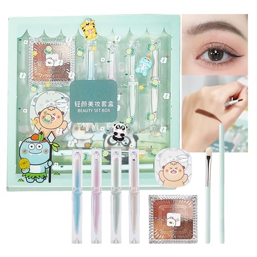 Moreeulsi Make-up-Set für Frauen – wasserdichtes Gesichtskosmetik-Set für Mädchen, Reise-Kosmetik-Set mit Augenbrauenstift, Lippenstift und Pinsel für tägliches Pendeln, Reisen von Moreeulsi