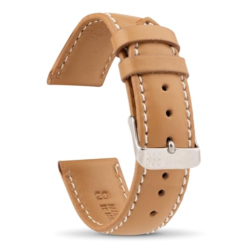Moreira Uhrenarmband aus Leder, Beige, 24 mm, hergestellt in Spanien, echtes Leder, handgefertigt, traditioneller Federsteg mit Werkzeug, Schnalle aus Edelstahl Moreira Uhrenarmband aus Leder, Beige, 24 mm, hergestellt in Spanien, echtes Leder, handgefertigt, traditioneller Federsteg mit Werkzeug, Schnalle aus Edelstahl von Moreira