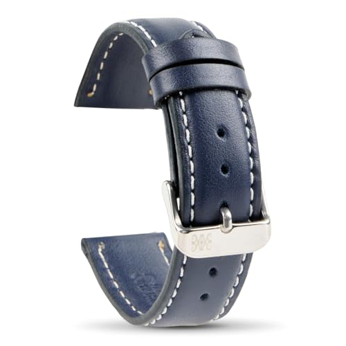 Moreira Uhrenarmband aus dunkelblauem Leder, 18 mm – hergestellt in Spanien, echtes Leder, handgefertigt, traditioneller Federsteg mit Werkzeug, Schnalle aus Edelstahl Moreira Uhrenarmband aus dunkelblauem Leder, 18 mm – hergestellt in Spanien, echtes Leder, handgefertigt, traditioneller Federsteg mit Werkzeug, Schnalle aus Edelstahl von Moreira