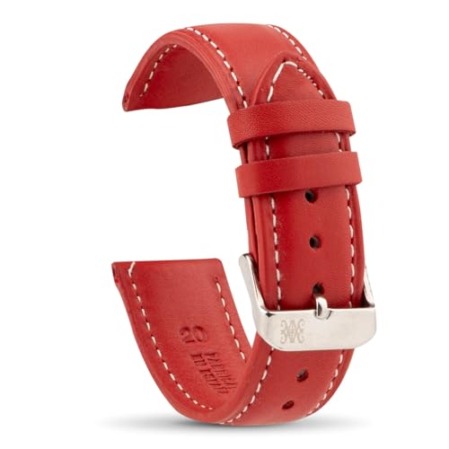 Moreira Uhrenarmband aus rotem Leder, 24 mm, hergestellt in Spanien, echtes Leder, handgefertigt, traditioneller Federsteg mit Werkzeug, Schnalle aus Edelstahl Moreira Uhrenarmband aus rotem Leder, 24 mm, hergestellt in Spanien, echtes Leder, handgefertigt, traditioneller Federsteg mit Werkzeug, Schnalle aus Edelstahl von Moreira