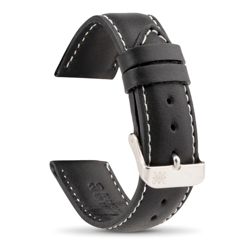 Moreira Uhrenarmband aus schwarzem Leder, 14 mm, hergestellt in Spanien, echtes Leder, handgefertigt, traditioneller Federsteg mit Werkzeug, Schnalle aus Edelstahl Moreira Uhrenarmband aus schwarzem Leder, 14 mm, hergestellt in Spanien, echtes Leder, handgefertigt, traditioneller Federsteg mit Werkzeug, Schnalle aus Edelstahl von Moreira