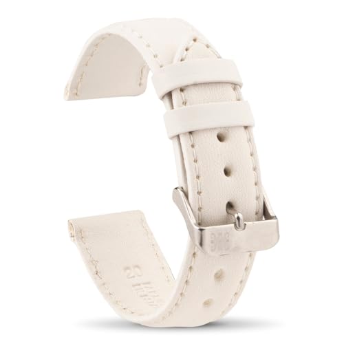 Moreira Uhrenarmband aus weißem Leder, 18 mm, hergestellt in Spanien, echtes Leder, handgefertigt, traditioneller Federsteg mit Werkzeug, Schnalle aus Edelstahl Moreira Uhrenarmband aus weißem Leder, 18 mm, hergestellt in Spanien, echtes Leder, handgefertigt, traditioneller Federsteg mit Werkzeug, Schnalle aus Edelstahl von Moreira