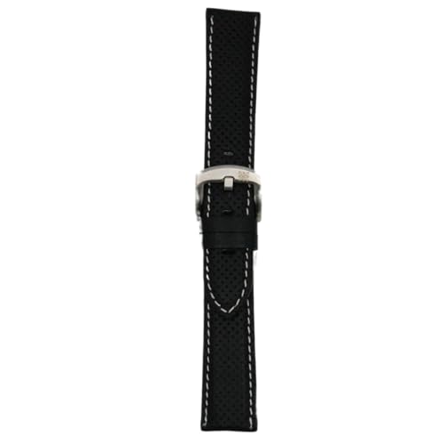 Moreira Zaida Armband aus perforiertem Rindsleder, 18 mm, 20 mm, 22 mm, 24 mm, Kollektion Marseille, Schwarz , 20mm Moreira Zaida Armband aus perforiertem Rindsleder, 18 mm, 20 mm, 22 mm, 24 mm, Kollektion Marseille, Schwarz , 20mm von Moreira