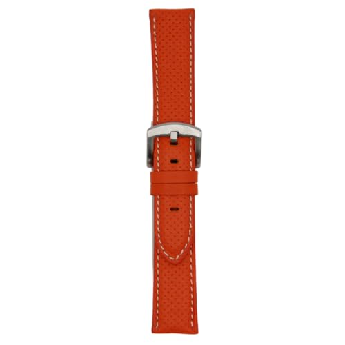 Moreira Zaida Armband aus perforiertem Rindsleder, 18 mm, 20 mm, 22 mm, 24 mm, Kollektion Marseille, orange, 22mm von Moreira