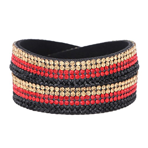 Morella Damen Armband Deutschland Fan EM WM Glitzerarmband Wickelarmband schwarz rot Gold 38 cm von Morella