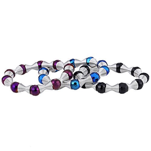 Morella Damen Armband Set 3 Armbänder mit geschliffenen Glasperlen blau lila schwarz von Morella