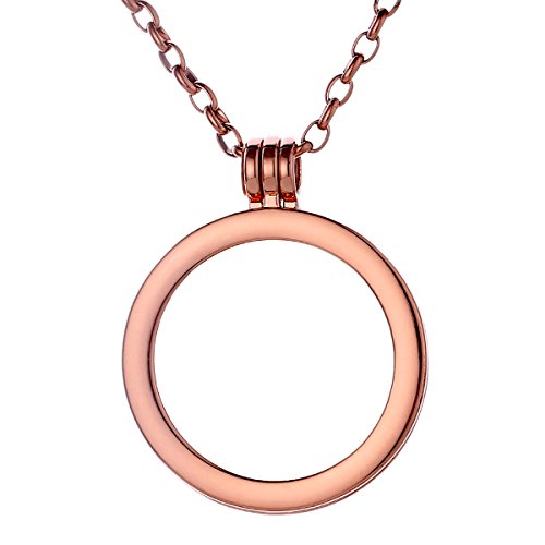 Morella Damen Coin 33 mm Träger Anhänger mit Edelstahl Halskette 70 cm Rosegold und Schmuckbeutel von Morella