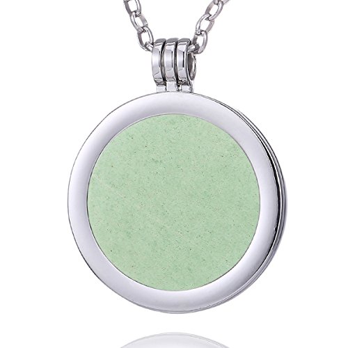 Morella Damen Halskette 70 cm Edelstahl und Anhänger mit Edelstein Aventurin Coin 33 mm Chakren Scheibe in Schmuckbeutel von Morella