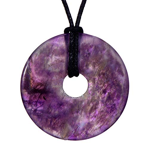 Morella Damen Halskette 80 cm Donut Edelstein Anhänger Amethyst im Samtbeutel von Morella