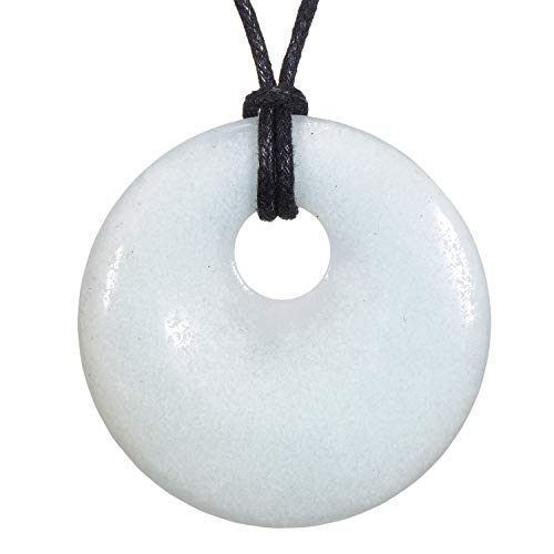 Morella Damen-Halskette 80 cm mit rundem Edelstein Anhänger Amazonit im Samtbeutel von Morella