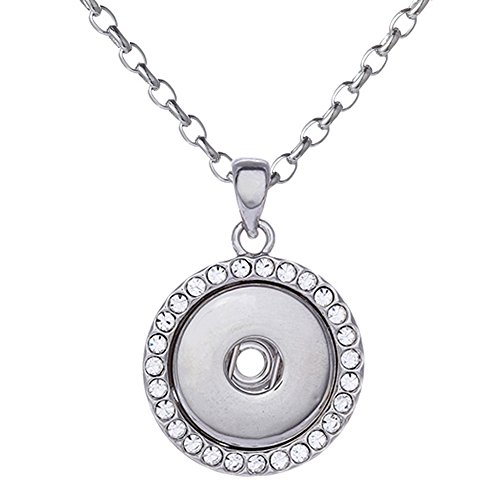 Morella Damen Halskette Edelstahl 50 cm oder 70 cm mit Click-Button Träger und Zirkoniasteinen für Click-Button Druckknöpfe in Samtbeutel von Morella