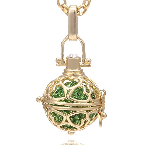 Morella Halskette Damen mit Herz Anhänger und Klangkugel Zirkonia Ø 16 mm in Schmuckbeutel Edelstahl Gold 70 cm grün Morella Halskette Damen mit Herz Anhänger und Klangkugel Zirkonia Ø 16 mm in Schmuckbeutel Edelstahl Gold 70 cm grün von Morella