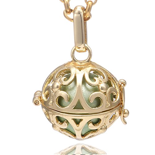 Morella Damen Halskette Edelstahl Gold 70 cm mit Ornament Anhänger Gold und Klangkugel hellgrün Ø 16 mm in Schmuckbeutel Morella Damen Halskette Edelstahl Gold 70 cm mit Ornament Anhänger Gold und Klangkugel hellgrün Ø 16 mm in Schmuckbeutel von Morella