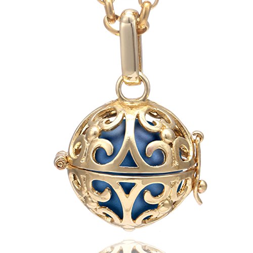 Morella Damen Halskette Edelstahl Gold 70 cm mit Ornament Anhänger Gold und Klangkugel blau Ø 16 mm in Schmuckbeutel Morella Damen Halskette Edelstahl Gold 70 cm mit Ornament Anhänger Gold und Klangkugel blau Ø 16 mm in Schmuckbeutel von Morella