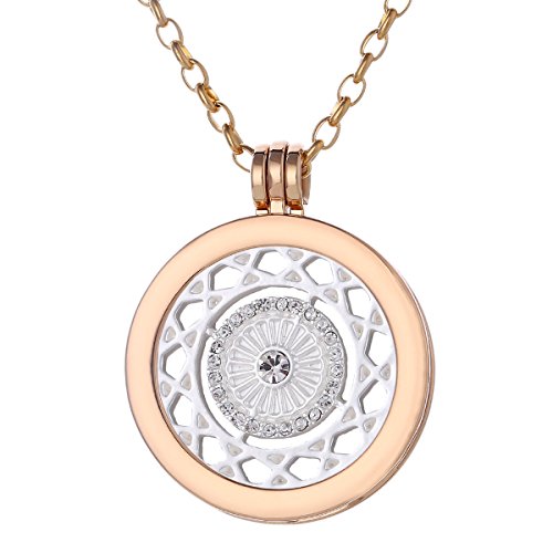 Morella Halskette Damen Gold 70 cm Edelstahl mit Amulett und Coin 33 mm in Schmuckbeutel Ornament von Morella