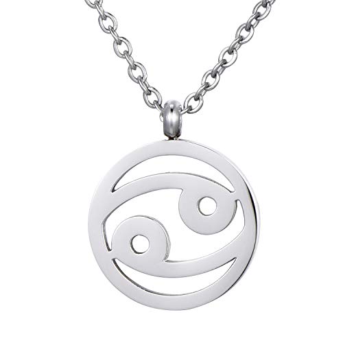 Morella Damen Halskette Sternzeichen Krebs Edelstahl Silber im Samtbeutel von Morella