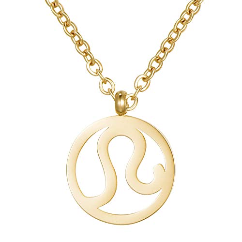 Morella Damen Halskette Sternzeichen Löwe Edelstahl Gold im Samtbeutel von Morella
