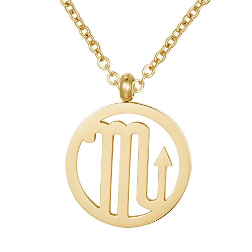 Morella Damen Halskette Sternzeichen Skorpion Edelstahl Gold im Samtbeutel von Morella