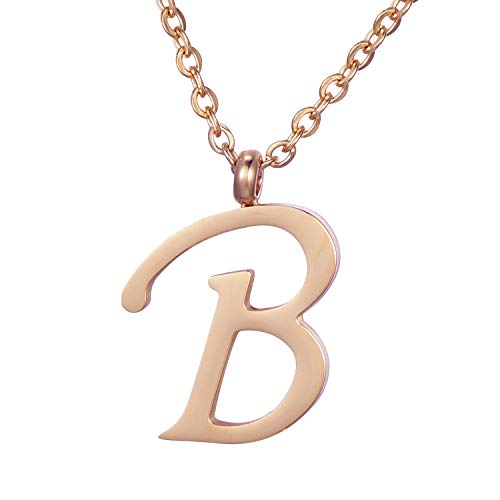 Morella Damen Halskette mit Buchstabe B Anhänger Edelstahl Rosegold in Schmuckbeutel von Morella