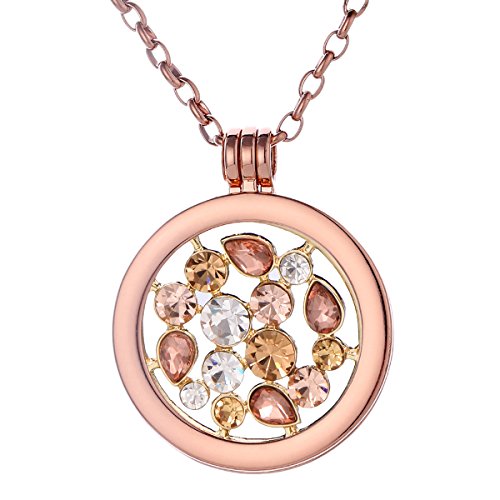 Morella Damen Halskette Rosegold 70 cm Edelstahl und Anhänger mit Coin Tropfen 33 mm im Schmuckbeutel von Morella