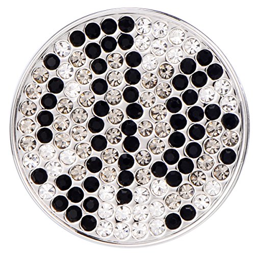 Morella Damen Schmuckmünze Coin 33 mm Zirkoniastein-Muster schwarz-Silber-grau von Morella