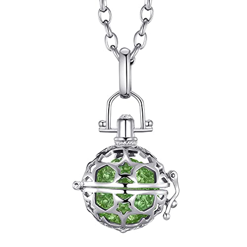 Morella Damen Schutzengel Halskette Edelstahl 70 cm mit Anhänger Sterne und Klangkugel Zirkonia grün Ø 16 mm in Schmuckbeutel Morella Damen Schutzengel Halskette Edelstahl 70 cm mit Anhänger Sterne und Klangkugel Zirkonia grün Ø 16 mm in Schmuckbeutel von Morella