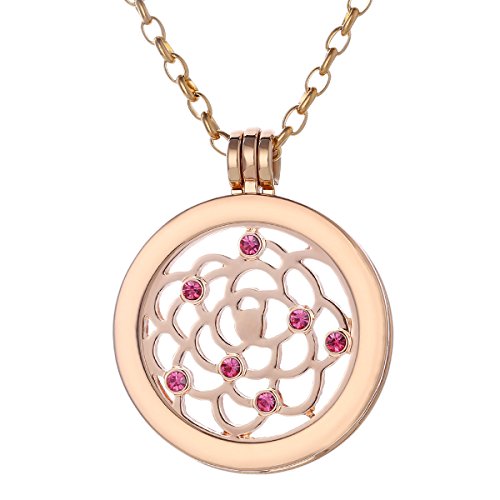 Morella Halskette Damen Gold 70 cm Edelstahl mit Amulett und Coin 33 mm in Schmuckbeutel Himmelsornament von Morella