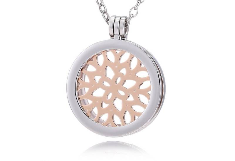 Morella Kette mit Anhänger Damen Halskette 70 cm mit Coin 33 mm (2-tlg), Silberkette inkl. austauschbarem Coin, im Samtbeutel von Morella