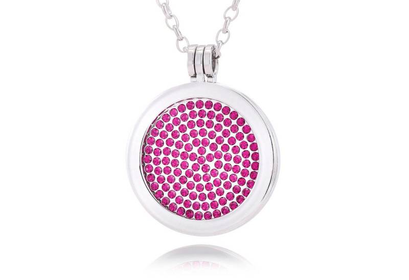 Morella Kette mit Anhänger Damen Halskette 70 cm mit Coin 33 mm (2-tlg), Silberkette inkl. austauschbarem Coin, im Samtbeutel von Morella