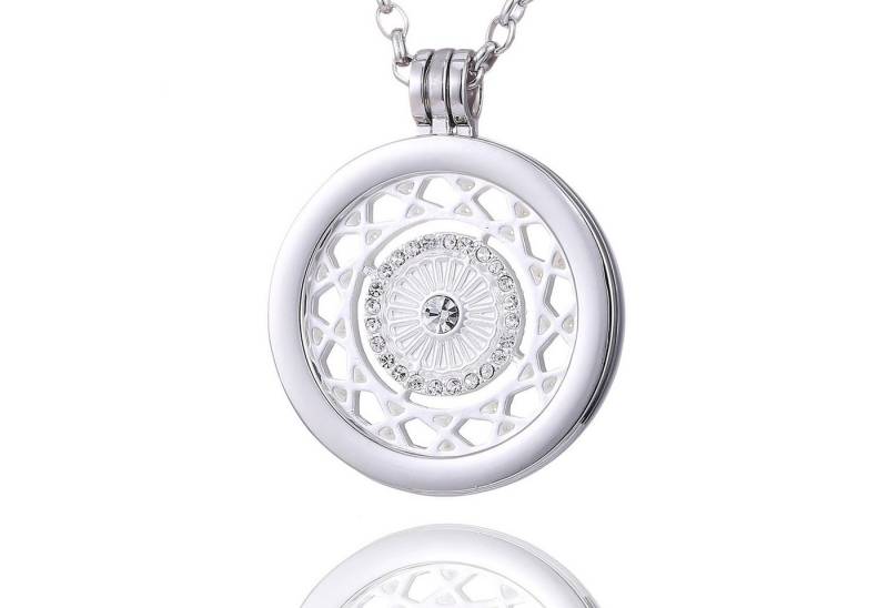 Morella Kette mit Anhänger Damen Halskette 70 cm mit Coin 33 mm (2-tlg), Silberkette inkl. austauschbarem Coin, im Samtbeutel von Morella