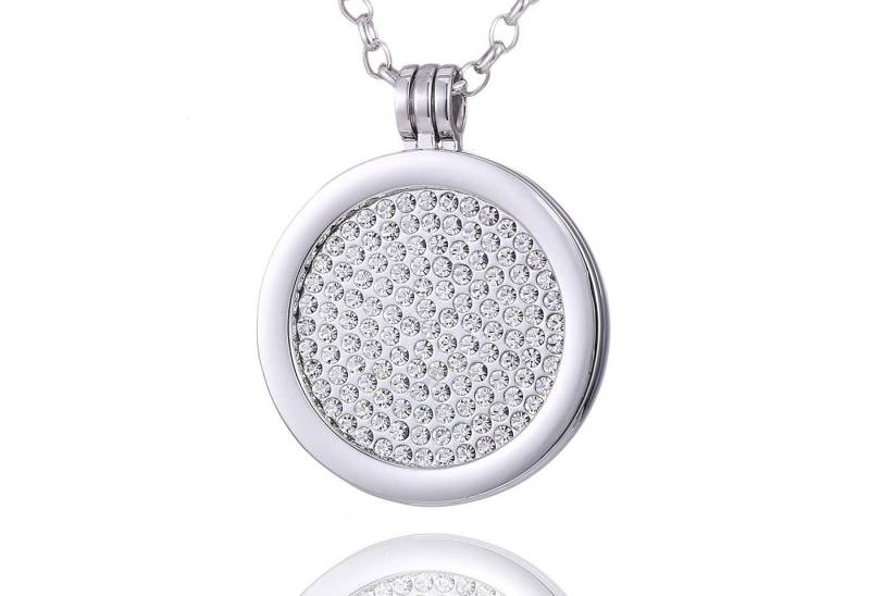 Morella Kette mit Anhänger Damen Halskette 70 cm mit Coin 33 mm (2-tlg), Silberkette inkl. austauschbarem Coin, im Samtbeutel von Morella