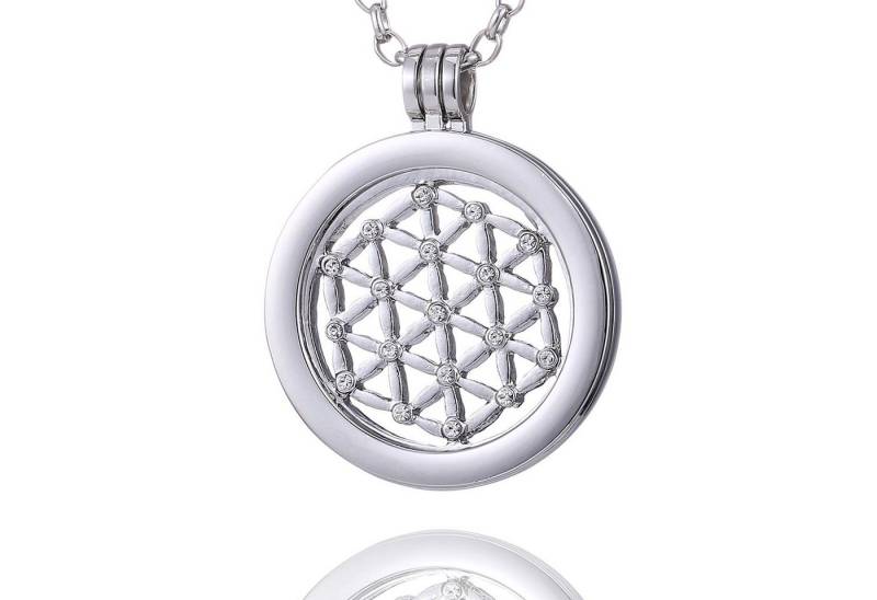 Morella Kette mit Anhänger Damen Halskette 70 cm mit Coin 33 mm (2-tlg), Silberkette inkl. austauschbarem Coin, im Samtbeutel von Morella