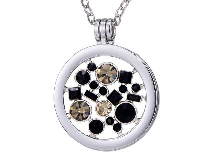 Morella Kette mit Anhänger Damen Halskette 70 cm mit Coin 33 mm (2-tlg), Silberkette inkl. austauschbarem Coin, im Samtbeutel von Morella