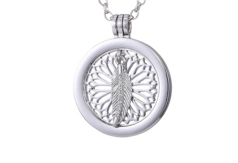 Morella Kette mit Anhänger Damen Halskette 70 cm mit Coin 33 mm (2-tlg), Silberkette inkl. austauschbarem Coin, im Samtbeutel von Morella