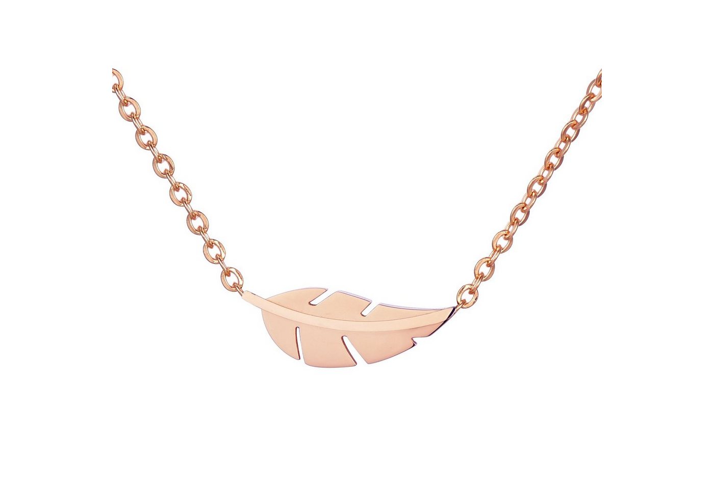 Morella Kette mit Anhänger Damen Halskette mit Anhänger roségold (1-tlg), Kette mit Blatt, roségold im Samtbeutel von Morella