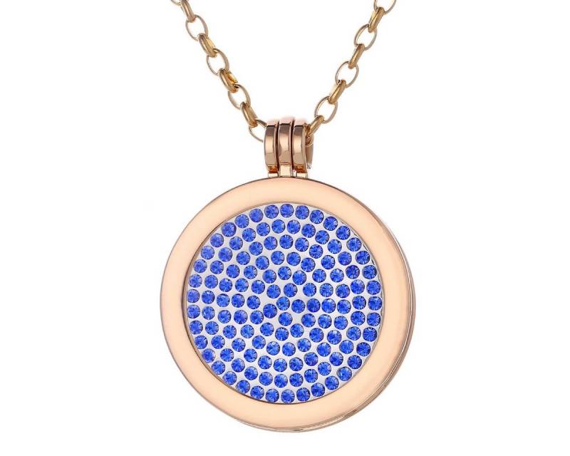 Morella Kette mit Anhänger Halskette 70 cm gold mit Coin Amulett 33 mm (2-tlg), Goldene Kette inkl. austauschbarem Coin, im Samtbeutel von Morella