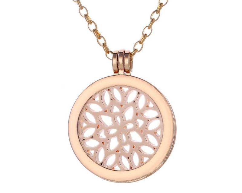 Morella Kette mit Anhänger Halskette 70 cm gold mit Coin Amulett 33 mm (2-tlg), Goldene Kette inkl. austauschbarem Coin, im Samtbeutel von Morella