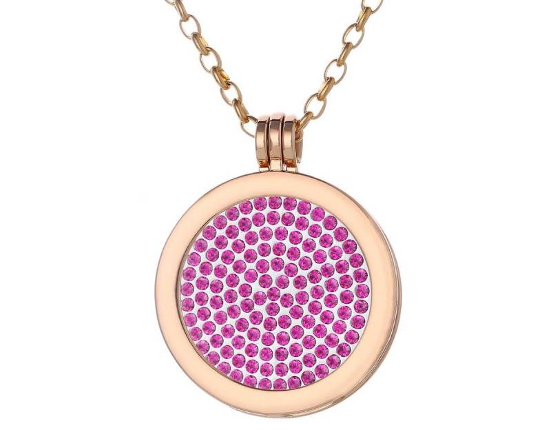 Morella Kette mit Anhänger Halskette 70 cm gold mit Coin Amulett 33 mm (2-tlg), Goldene Kette inkl. austauschbarem Coin, im Samtbeutel von Morella