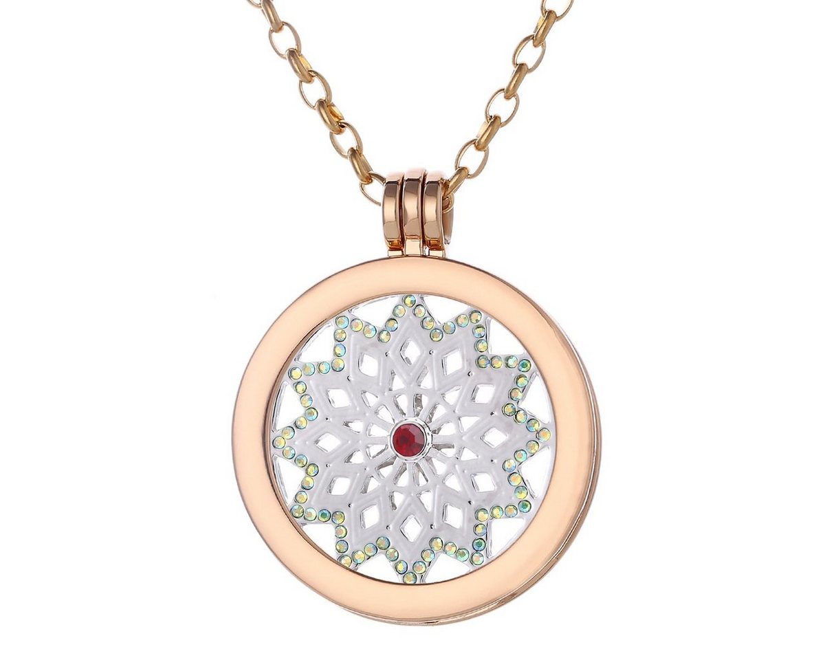 Morella Kette mit Anhänger Halskette 70 cm gold mit Coin Amulett 33 mm (2-tlg), Goldene Kette inkl. austauschbarem Coin, im Samtbeutel von Morella