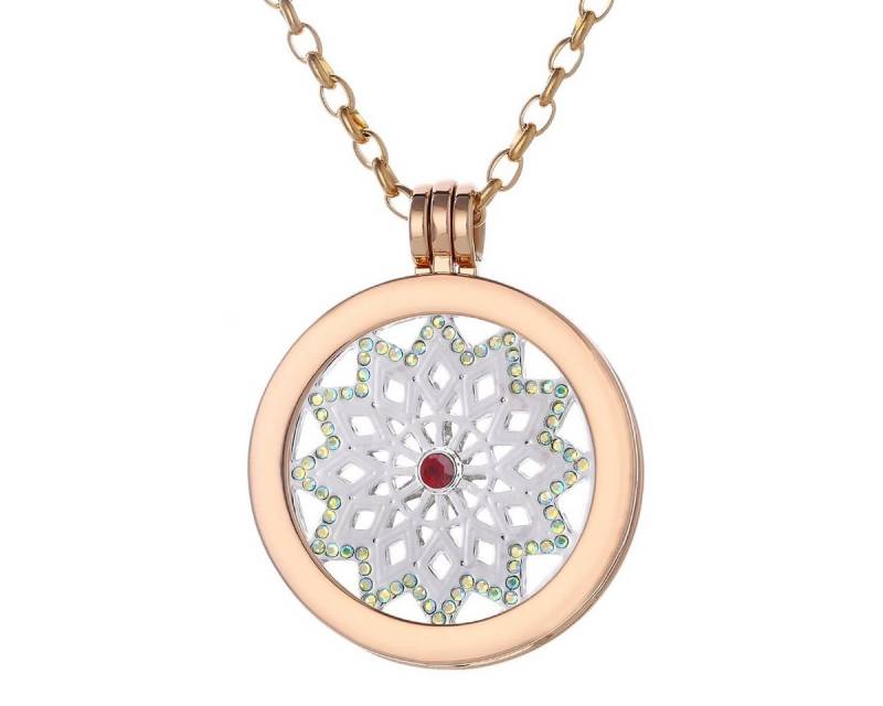 Morella Kette mit Anhänger Halskette 70 cm gold mit Coin Amulett 33 mm (2-tlg), Goldene Kette inkl. austauschbarem Coin, im Samtbeutel von Morella