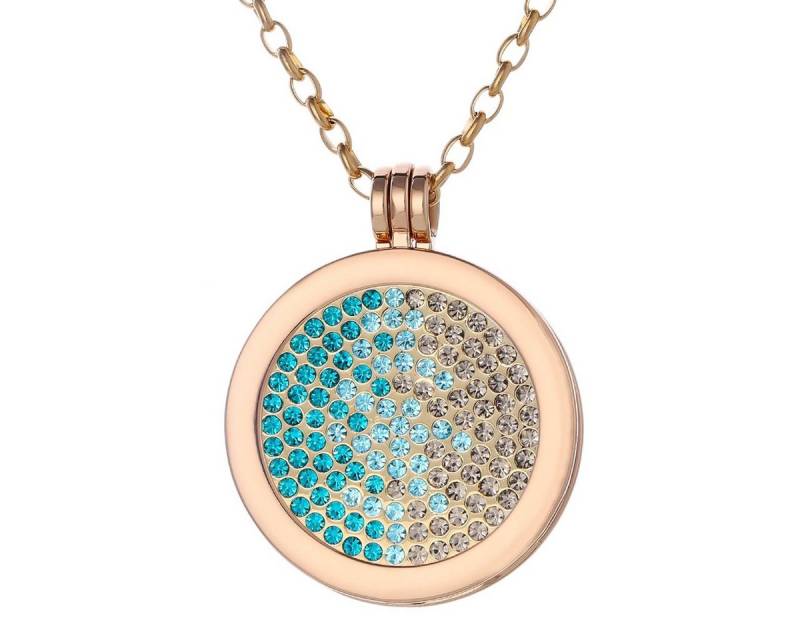 Morella Kette mit Anhänger Halskette 70 cm gold mit Coin Amulett 33 mm (2-tlg), Goldene Kette inkl. austauschbarem Coin, im Samtbeutel von Morella