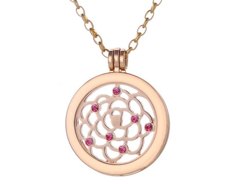 Morella Kette mit Anhänger Halskette 70 cm gold mit Coin Amulett 33 mm (2-tlg), Goldene Kette inkl. austauschbarem Coin, im Samtbeutel von Morella