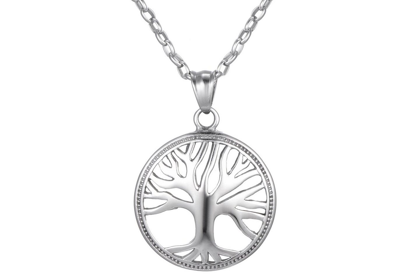 Morella Kette mit Anhänger Halskette 70 cm mit Anhänger (1-tlg), Silberne Kette mit Lebensbaum, im Samtbeutel von Morella