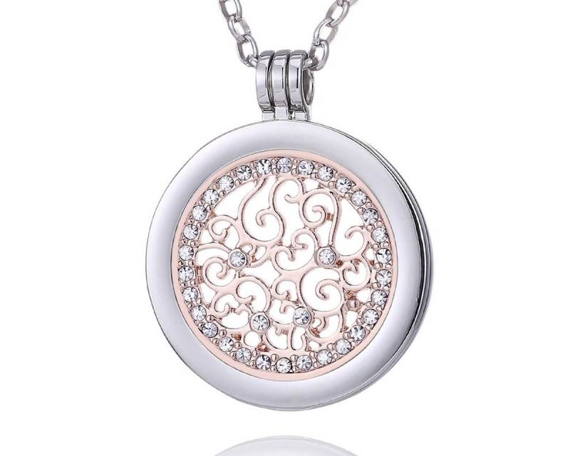 Morella Kette mit Anhänger Halskette 70 cm mit Coin Amulett 33 mm (2-tlg), Silberne Kette inkl. austauschbarem Coin, im Samtbeutel von Morella