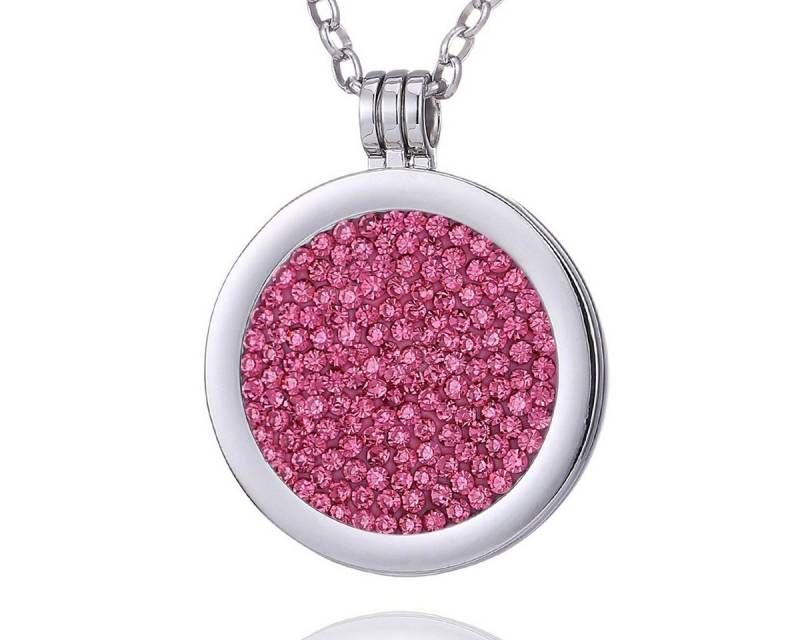 Morella Kette mit Anhänger Halskette 70 cm mit Coin Amulett 33 mm (2-tlg), Silberne Kette inkl. austauschbarem Coin, im Samtbeutel von Morella