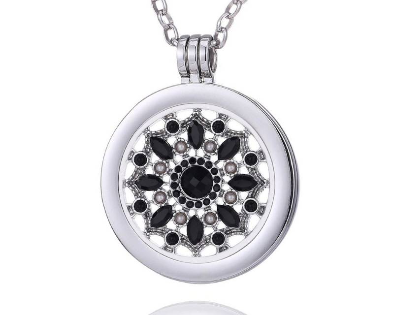 Morella Kette mit Anhänger Halskette 70 cm mit Coin Amulett 33 mm (2-tlg), Silberne Kette inkl. austauschbarem Coin, im Samtbeutel von Morella